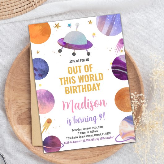 Invitations d'anniversaire de l'espace extra-atmos