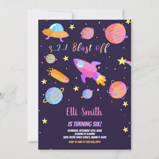 Invitations d'anniversaire de l'espace extra-atmos (Devant)