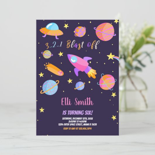 Invitations d'anniversaire de l'espace extra-atmos (Debout devant)