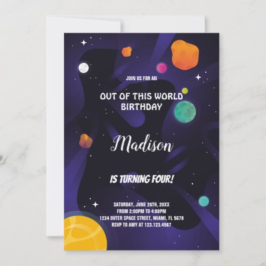 Invitations d'anniversaire de l'espace extra-atmos (Devant)