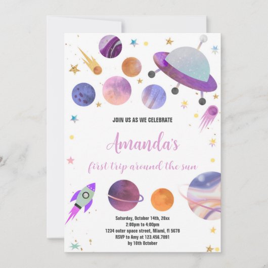 Invitations d'anniversaire de l'espace extra-atmos (Devant)