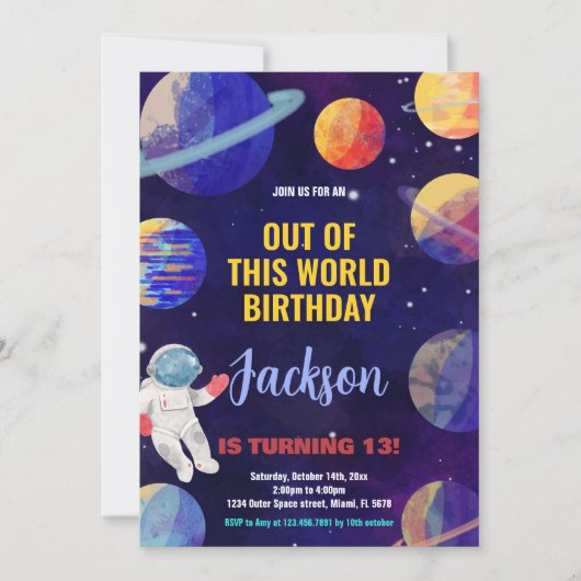 Invitations d'anniversaire de l'espace extra-atmos (Devant)