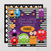 Invitations d'anniversaire de Little Monster (Devant / Derrière)