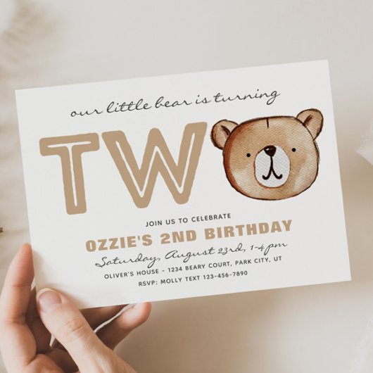 Invitations d'anniversaire de l'ours 2e | 2e anniv