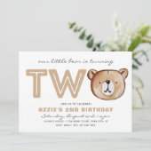Invitations d'anniversaire de l'ours 2e | 2e anniv (Debout devant)