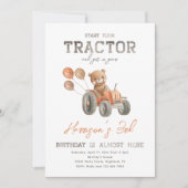 Invitations d'anniversaire de l'ours de tracteur | (Devant)