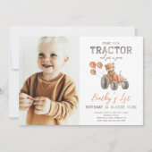 Invitations d'anniversaire de l'ours de tracteur | (Devant)