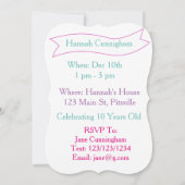 Invitations d'anniversaire de l'Unicorne (Dos)