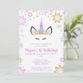 Invitations d'anniversaire de l'Unicorne d'hiver (Debout devant)