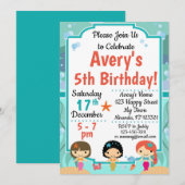 Invitations d'anniversaire de Mermaid (Devant / Derrière)