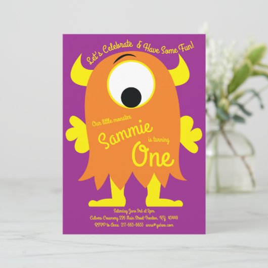 Invitations d'anniversaire de mignonne Monster (Debout devant)
