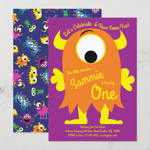Invitations d'anniversaire de mignonne Monster