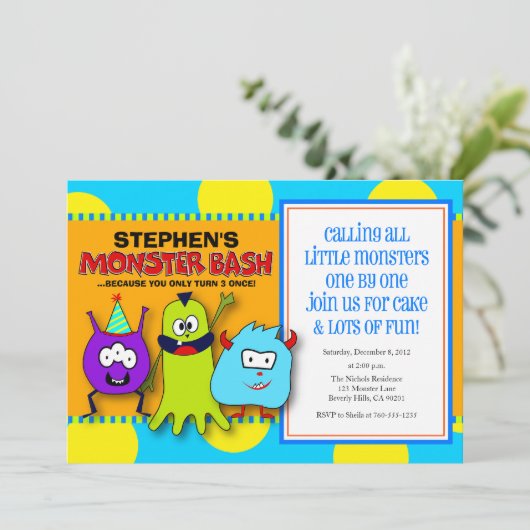 Invitations d'anniversaire de Monster Bash (Debout devant)