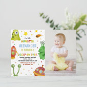 Invitations d'anniversaire de Monster Blanc avec p (Debout devant)