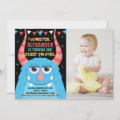 Invitations d'anniversaire de Monster Blue Black P (Devant)