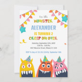 Invitations d'anniversaire de Monster drapeaux cou (Devant)