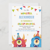 Invitations d'anniversaire de Monster drapeaux cou (Devant)