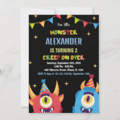 Invitations d'anniversaire de Monster drapeaux cou (Devant)