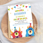 Invitations d'anniversaire de Monster drapeaux cou