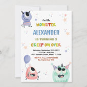 Invitations d'anniversaire de Monster Green Orange (Devant)