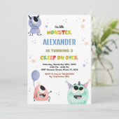 Invitations d'anniversaire de Monster Green Orange (Debout devant)