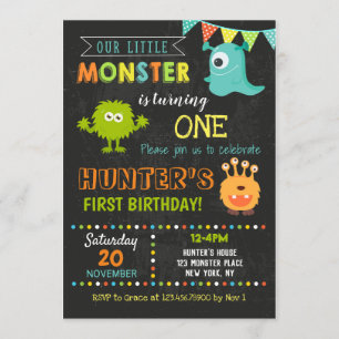 Invitations d'anniversaire de Monster - Petit Mons