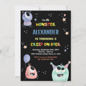 Invitations d'anniversaire de Monster Star Black (Devant)