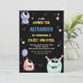 Invitations d'anniversaire de Monster Star Black (Debout devant)