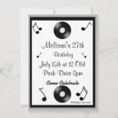 Invitations d'anniversaire de notes musicales (Dos)