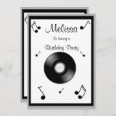 Invitations d'anniversaire de notes musicales (Devant / Derrière)