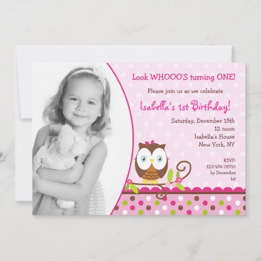 Invitations d'anniversaire de Owl (Devant)