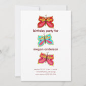 Invitations d'anniversaire de papillon (Devant)