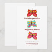 Invitations d'anniversaire de papillon (Devant / Derrière)