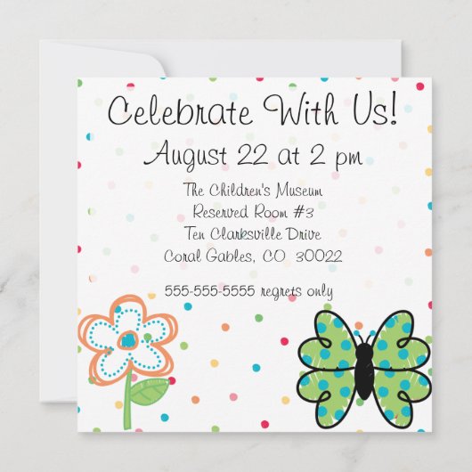 Invitations d'anniversaire de papillon customisé (Dos)