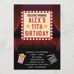 Invitations d'anniversaire de partie de cinéma