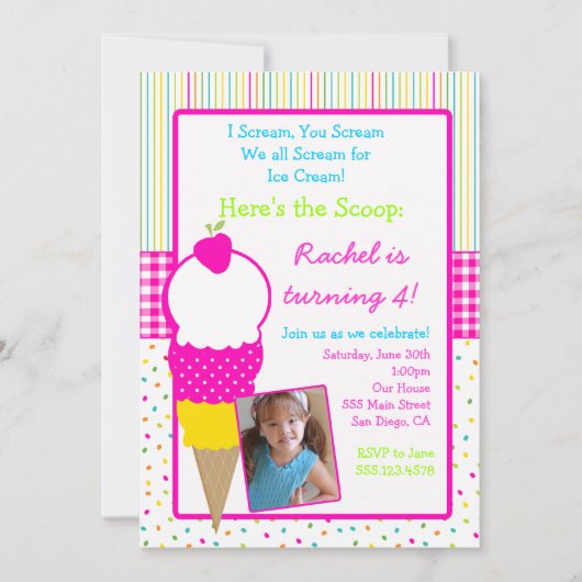 Invitations d'anniversaire de partie de crème (Devant)