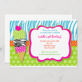 Invitations d'anniversaire de partie de crème (Devant / Derrière)