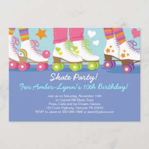 Invitations d'anniversaire de partie de patinage