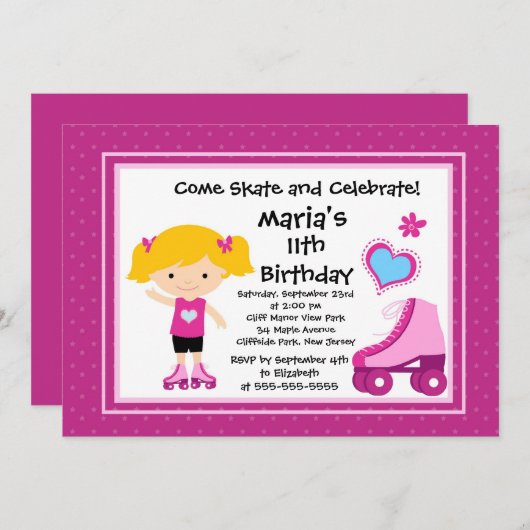 Invitations d'anniversaire de partie de planche à (Devant / Derrière)