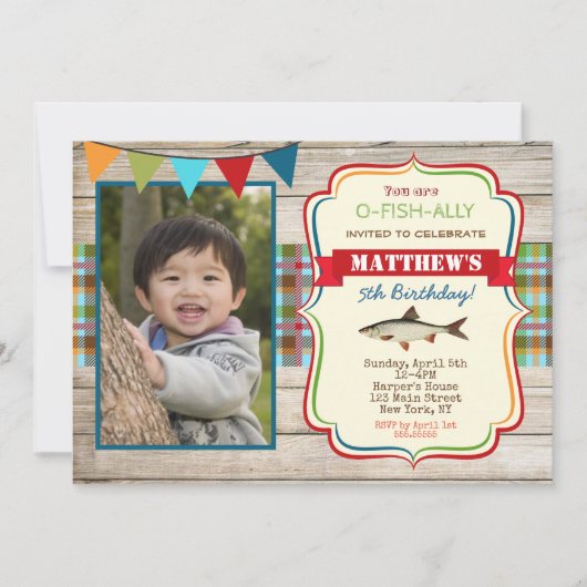 Invitations d'anniversaire de pêche (Devant)