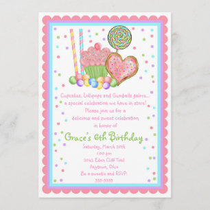 Invitations d'anniversaire de petit gâteau et de