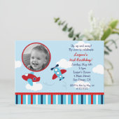 Invitations d'anniversaire de photo d'aviateur (Debout devant)