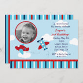 Invitations d'anniversaire de photo d'aviateur (Devant / Derrière)