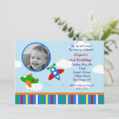 Invitations d'anniversaire de photo d'avion (Debout devant)