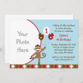 Invitations d'anniversaire de photo de ballon de (Devant / Derrière)