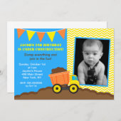 Invitations d'anniversaire de photo de camion à (Devant / Derrière)