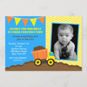Invitations d'anniversaire de photo de camion à