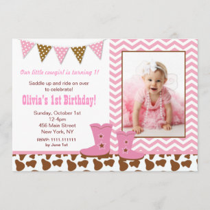 Invitations d'anniversaire de photo de cow-girl