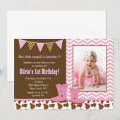 Invitations d'anniversaire de photo de cow-girl (Devant / Derrière)
