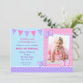 Invitations d'anniversaire de photo de papillon (Debout devant)